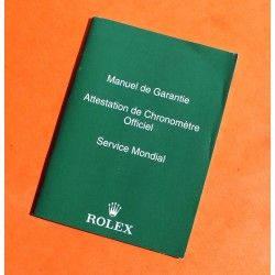 ROLEX "CERTIFIED OFFICIAL CHRONOMETER" GREEN BOOKLET, MANUAL WORLDWIDE WATCH SERVICE WARRANTY