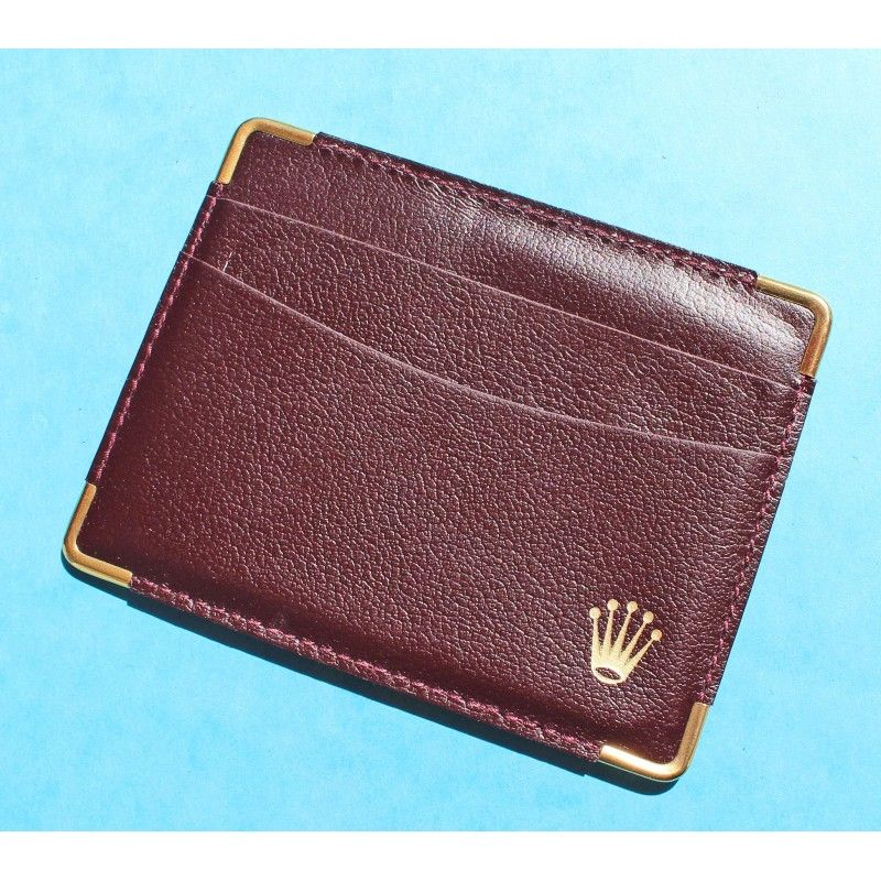 Rare Rolex Vintage Authentic Card holder Passport Holder Dark Maroon Leather