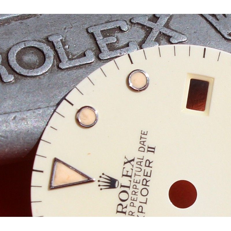 ♕♕ ROLEX RARE VINTAGE CADRAN 1ERE VERSION ORIGINAL EXPLORER II 2 DATE 16550 PANNA COTTA TRITIUM CAL 3085 ♕♕