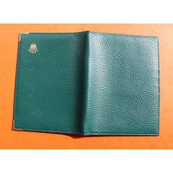 ROLEX ACCESSOIRE PORTE DOCUMENT, PORTEFEUILLE EN CUIR VERT POUR CARTES, GARANTIES, NOTICES MONTRES REF 100.00.41