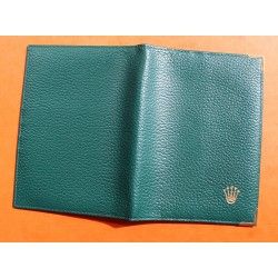 ROLEX ACCESSOIRE PORTE DOCUMENT, PORTEFEUILLE EN CUIR VERT POUR CARTES, GARANTIES, NOTICES MONTRES REF 100.00.41