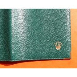 ROLEX ACCESSOIRE PORTE DOCUMENT, PORTEFEUILLE EN CUIR VERT POUR CARTES, GARANTIES, NOTICES MONTRES REF 100.00.41