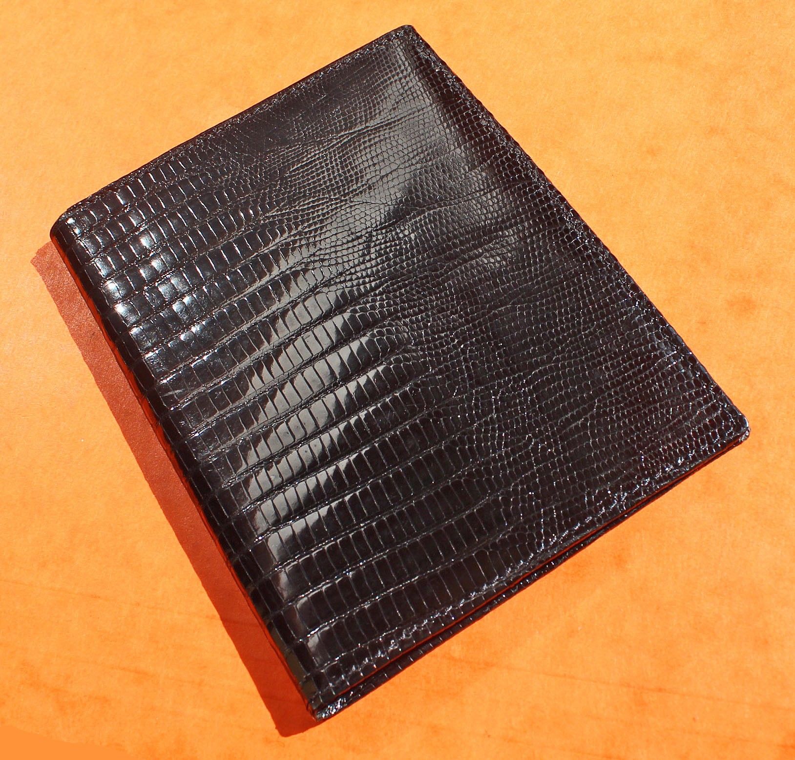 Faux Black Crocodile Leather Print Checkbook Cover