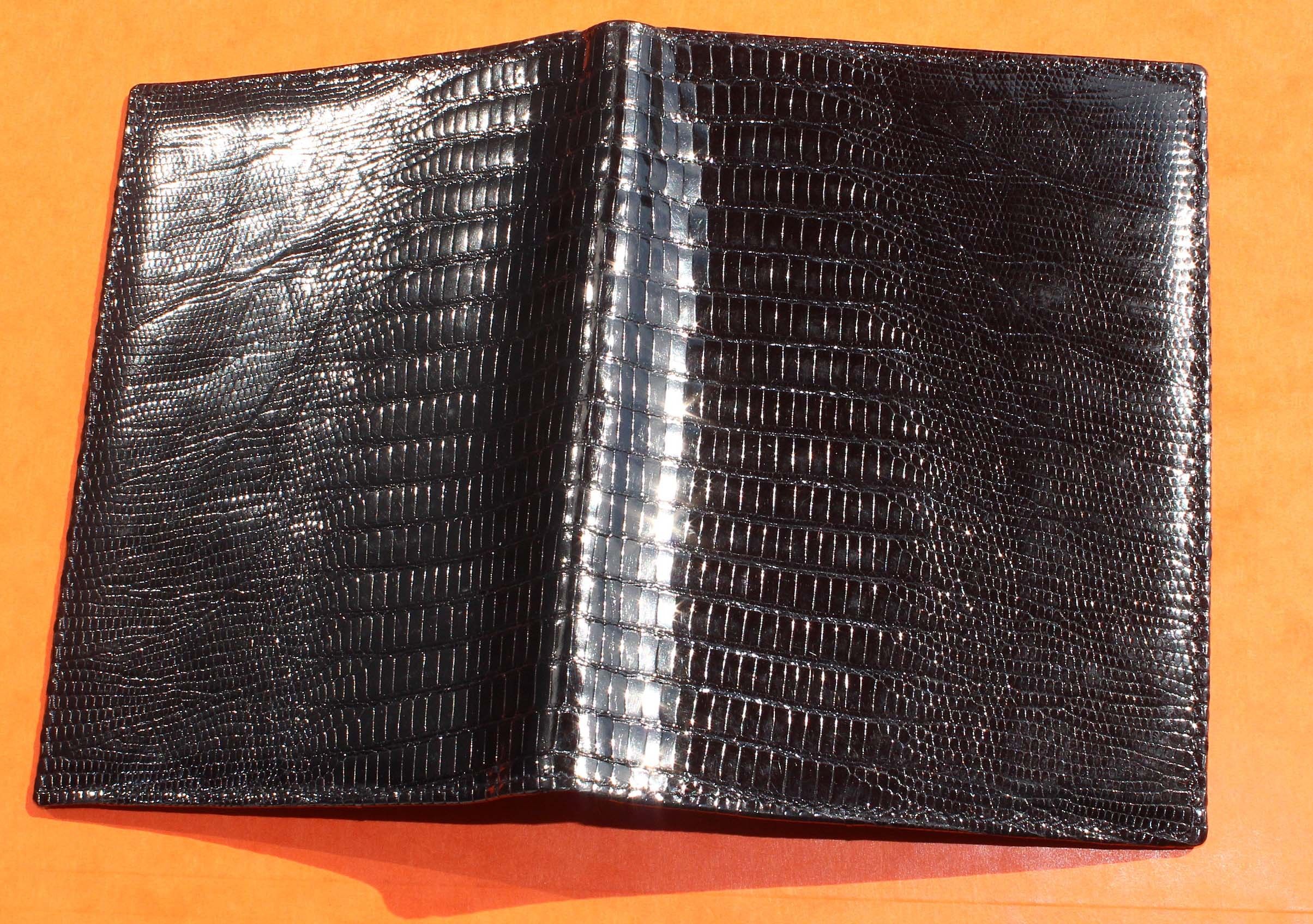 Rolex Rare Crocodile Black Glossy Genuine Leather Large Billfold Luxury ...
