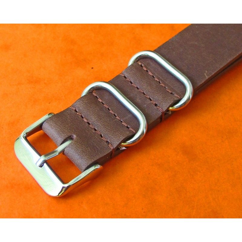 20mm Military G10  NATO Vintage Brown antique Leather Strap