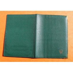 ROLEX ACCESSOIRE PORTE DOCUMENT, PORTEFEUILLE EN CUIR VERT POUR CARTES, GARANTIES, NOTICES MONTRES REF 68.08.55