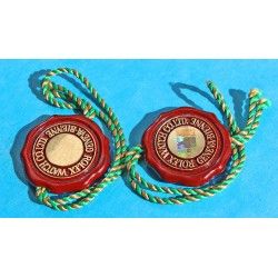 Authentic Vintage Rolex lot of 2 x Red Hang Tag Large Crown Pattern Hologram Watch part Goodie Accessories