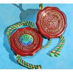 Authentic Vintage Rolex lot of 2 x Red Hang Tag Large Crown Pattern Hologram Watch part Goodie Accessories