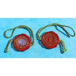 Authentic Vintage Rolex lot of 2 x Red Hang Tag Large Crown Pattern Hologram Watch part Goodie Accessories