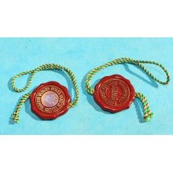 Authentic Vintage Rolex lot of 2 x Red Hang Tag Large Crown Pattern Hologram Watch part Goodie Accessories