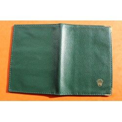 ROLEX ACCESSOIRE PORTE DOCUMENT, PORTEFEUILLE EN CUIR VERT POUR CARTES, GARANTIES, NOTICES MONTRES REF 0068.08.34