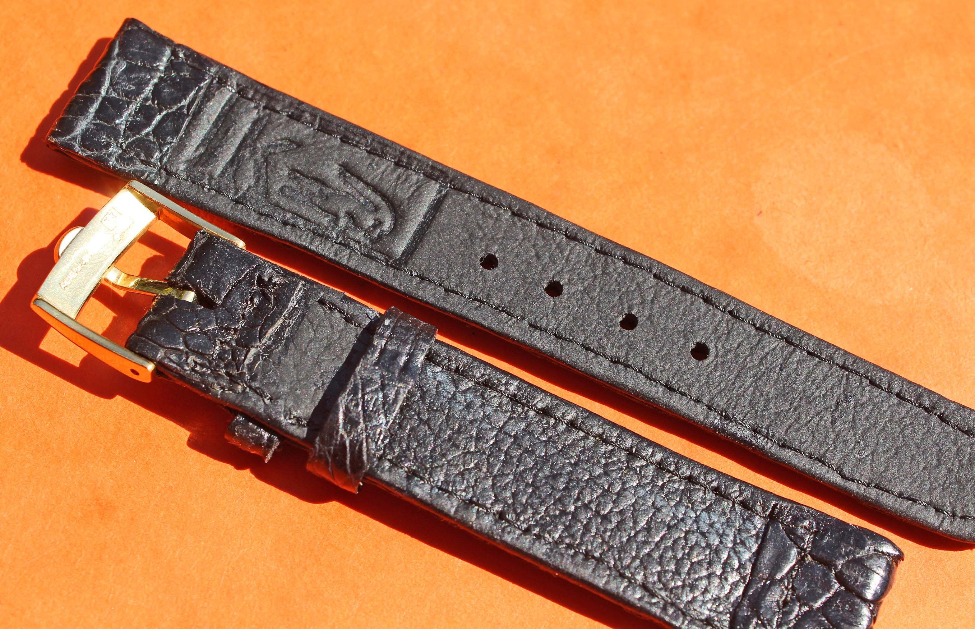 OMEGA LEATHER STYLE STRAP BRACELET WATCHES 18mm BLACK COLOR WITH OEM