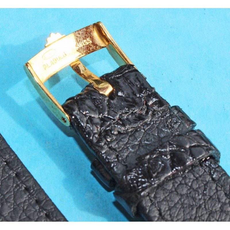 Bracelet Chopard Vintage En Cuir - Fermeture Boucle Ardillon 12mm Plaque Or - Occasion