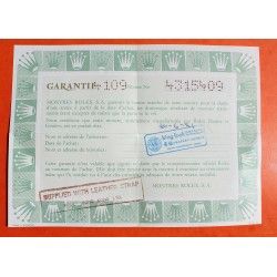 ROLEX VINTAGE 1991 WARRANTY PAPER 430 WATCHES ROLEX CELLINI QUARTZ 6621/8, Ref 568.00.30.11.92