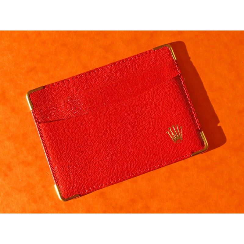 PORTE-CARTES ROLEX ROUGE EN CUIR