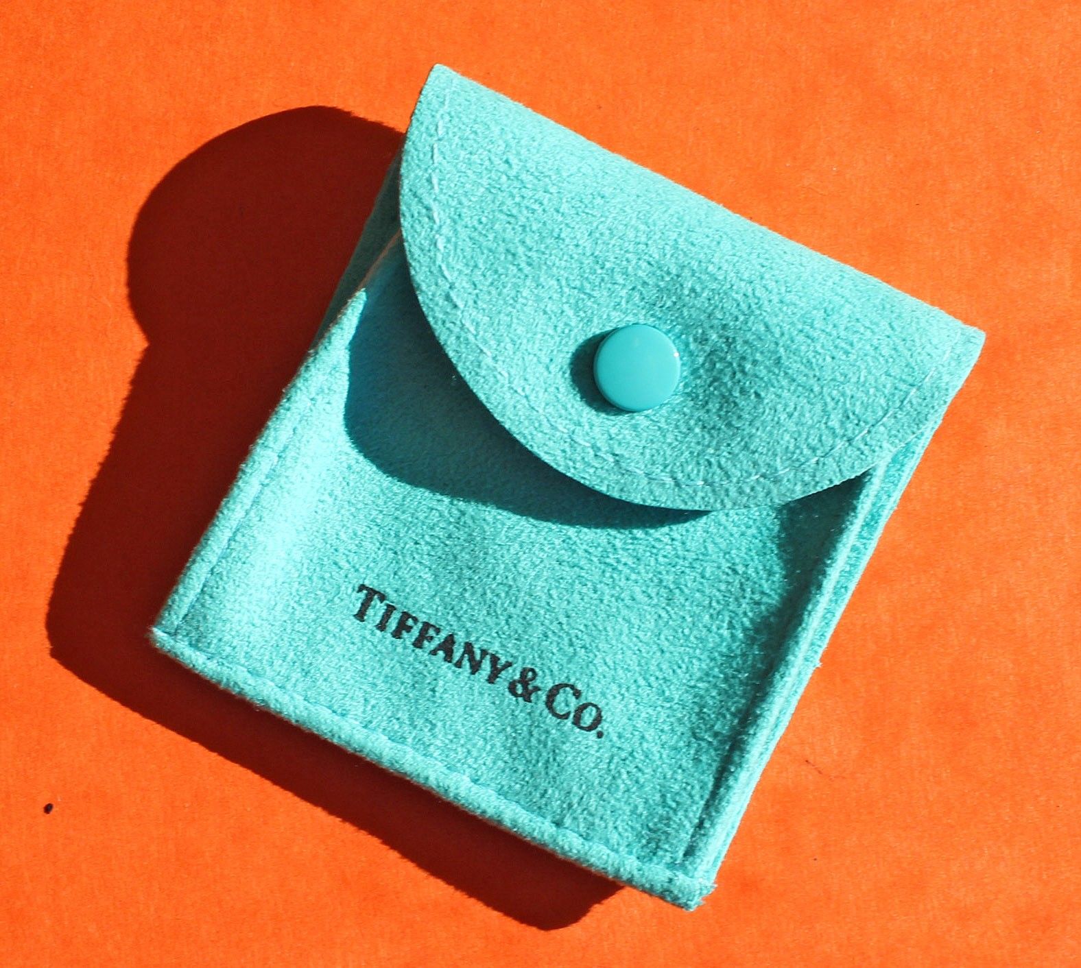 TIFFANY & Co TURQUOISE LUXURY SUEDE ENVELOPE SNAP