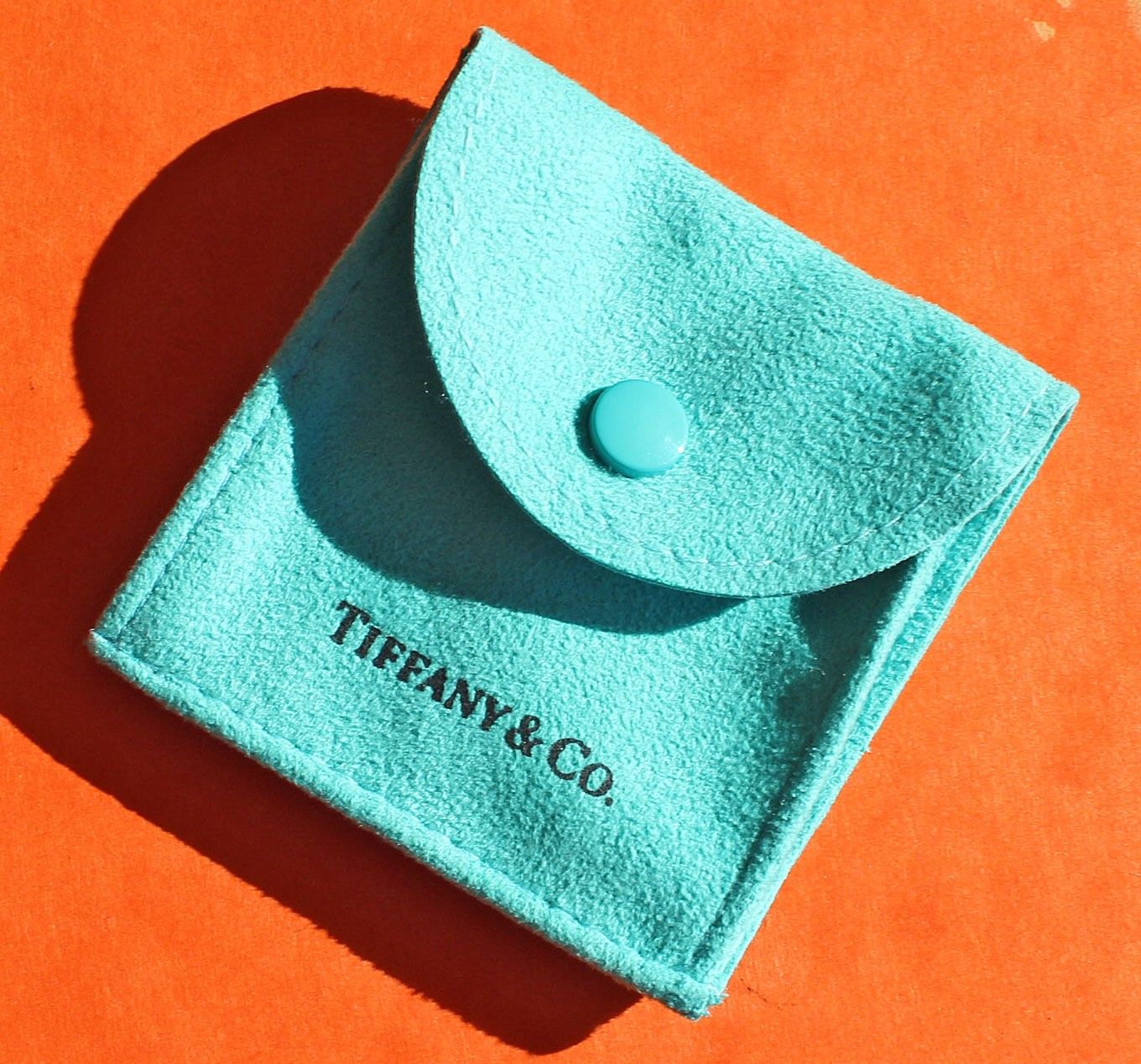 TIFFANY & Co TURQUOISE LUXURY SUEDE ENVELOPE SNAP