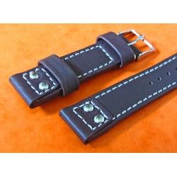 Genuine Leather "Flieger" Riveted Brown Buffalo Leather Vintage Aviator Watch Strap 20mm OMEGA, IWC, Breitling