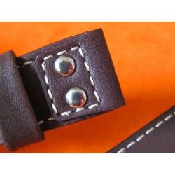 Genuine Leather "Flieger" Riveted Brown Buffalo Leather Vintage Aviator Watch Strap 20mm OMEGA, IWC, Breitling