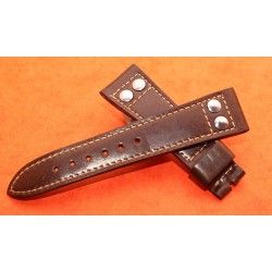 Nice Pilot Riveted Cordovan leather chocolate Aviator Watch Strap 21mm BREGUET TYPE XX, 3800, 3810, TRANSATLANTIQUE AERONAVAL