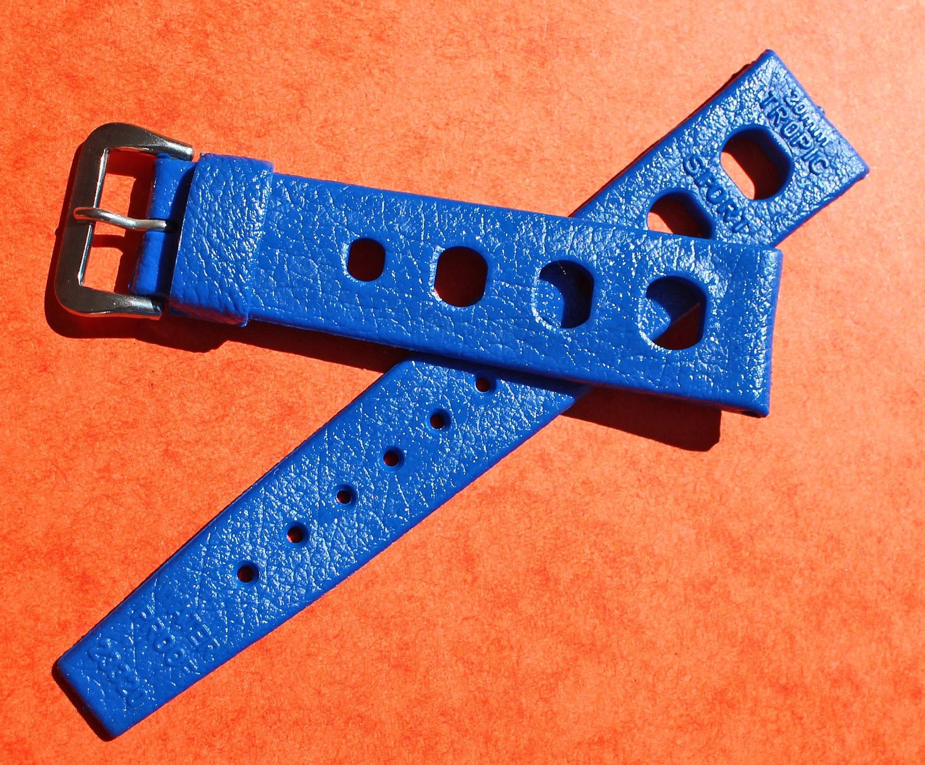 Bracelet De Montre Vintage Tropic Sport Bleu - Largeur 16 Mm, Origine Suisse, Pour Style Rétro