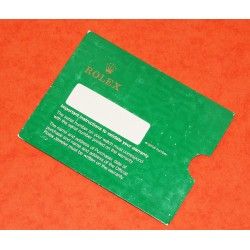 VINTAGE ROLEX GARANTY PAPER WATCH STORAGE SLEEVE CARD GREEN VINTAGE FROM 80's