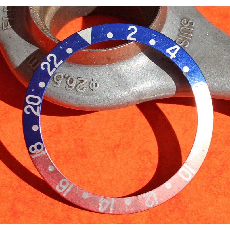 ROLEX 90's FAT FONT SERIFS FADED ROUGE & BLEU INSERT GRADUE 24H LUNETTE MONTRES GMT MASTER 16700, 16710, 16760 COULEUR PEPSI