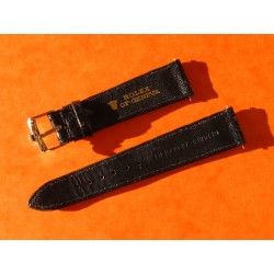 BLACK LEATHER BAND ROLEX WITH BUCKLE 20mm