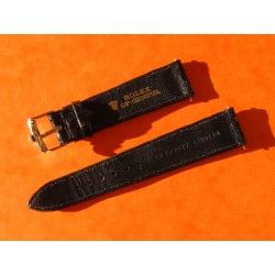 BRACELET CUIR NOIR BOUCLE ROLEX 20mm