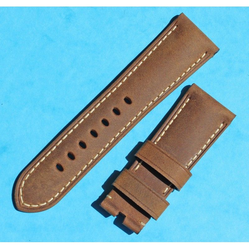 Original PANERAI manufactured OFFICINE LEATHER STRAP BEIGE COLOR 24mm STRAP WATCHES RADIOMIR, LUMINOR, MARINA