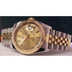 ROLEX AUTHENTIQUE CADRAN OR & INDEX BATON OR JAUNE MONTRES DATEJUST ref 116233 CAL 3035, 3135