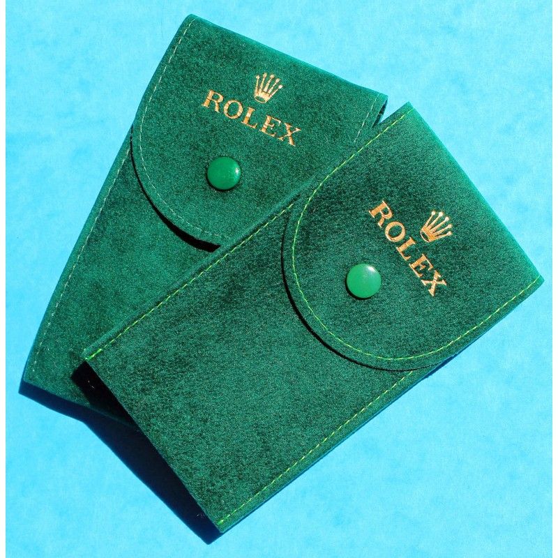 Rolex Lot de 2 étuis pochettes écrins Suédines Velours vert rangement montres Submariner, GMT, Explorer, Daytona, Yachtmaster