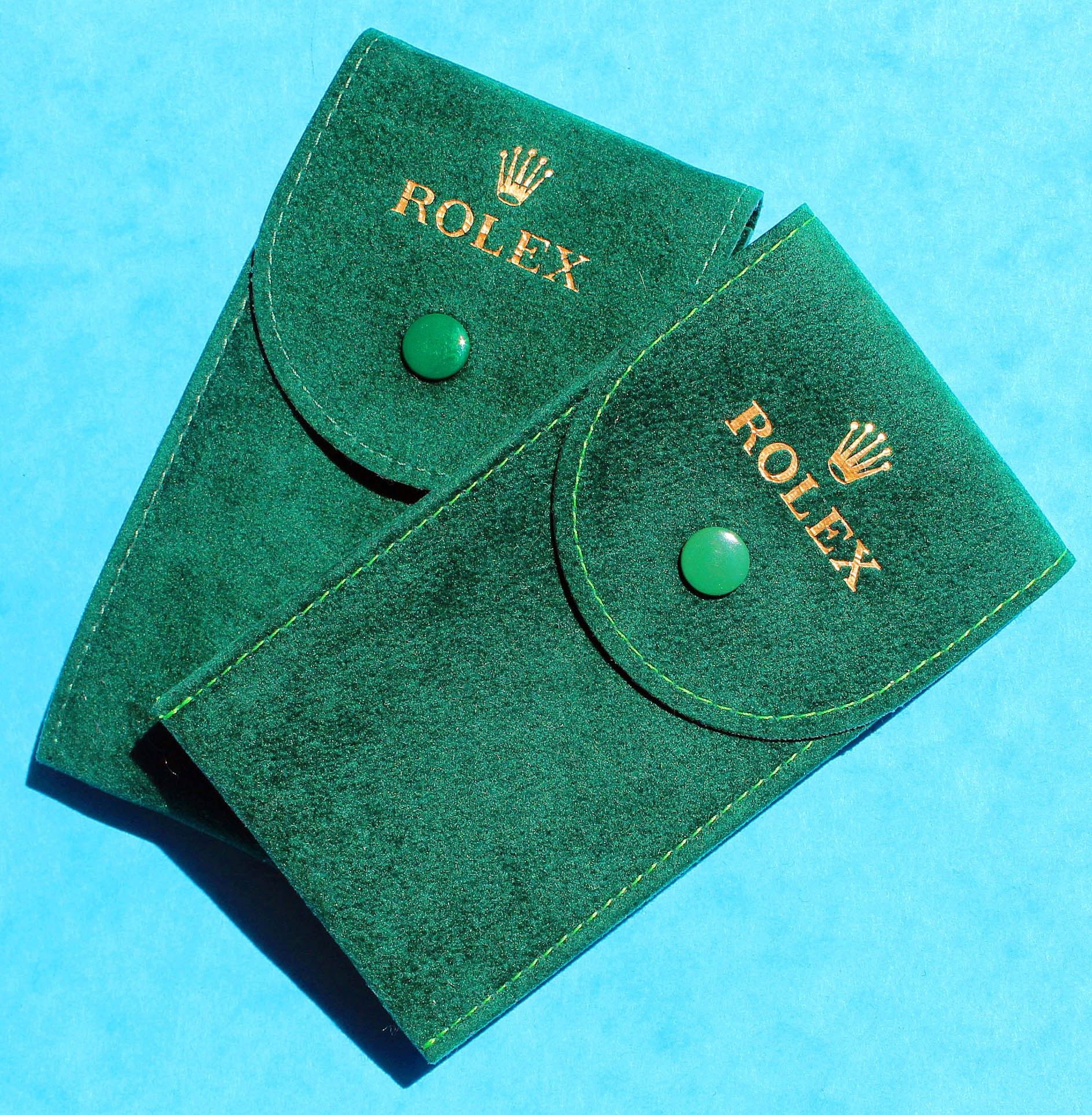 Rolex Lot of 2 Suede green velvet pouch traveler's service holder