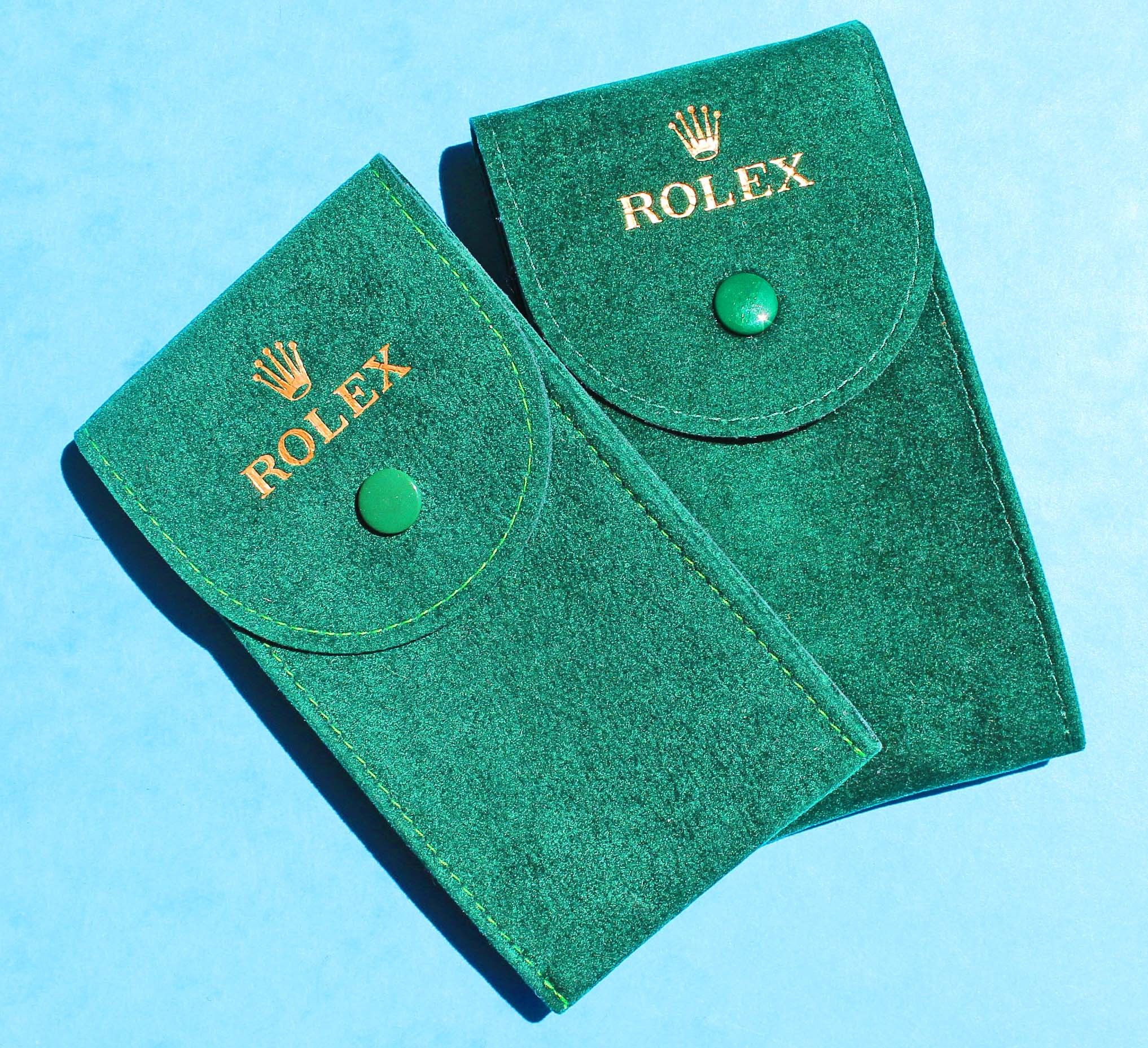 Rolex Lot of 2 Suede green velvet pouch traveler's service holder case watches Submariner, Gmt