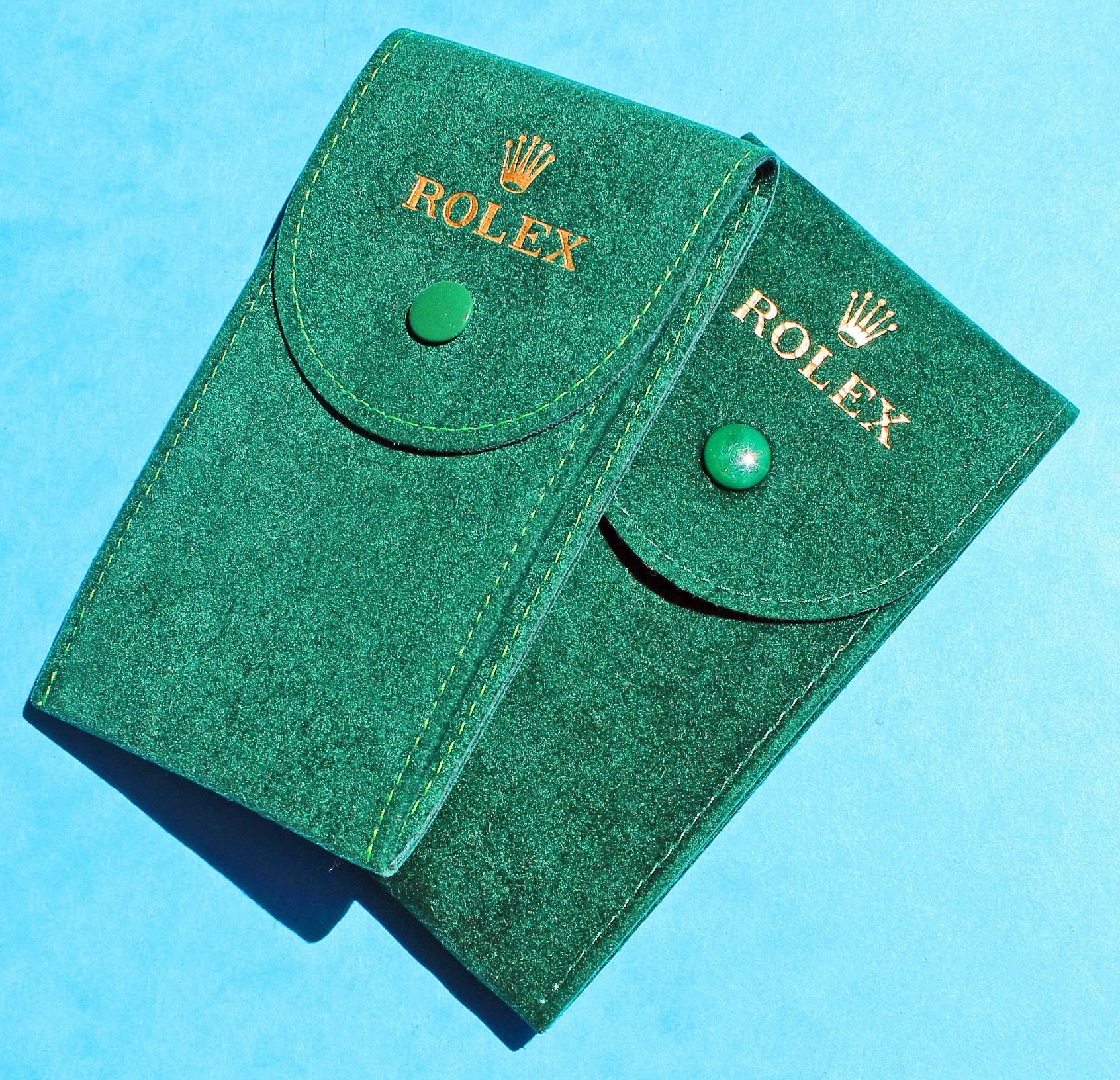 Rolex Lot of 2 Suede green velvet pouch traveler's service holder case
