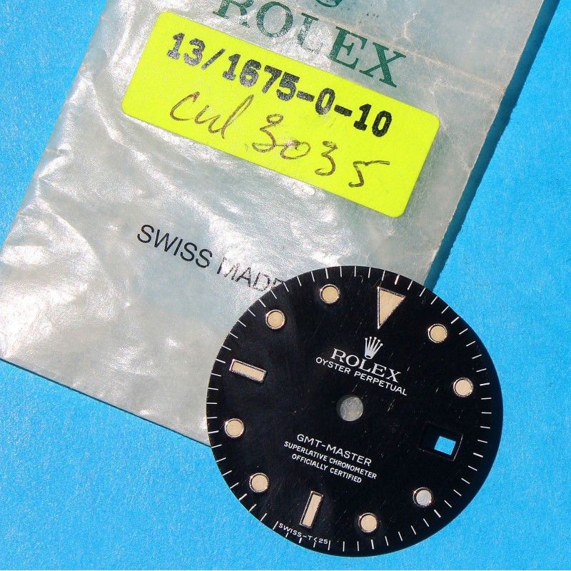 Vintage Rolex 16750, 16700 cadran noir brillant tritium patiné montres GMT MASTER cal auto 3075 