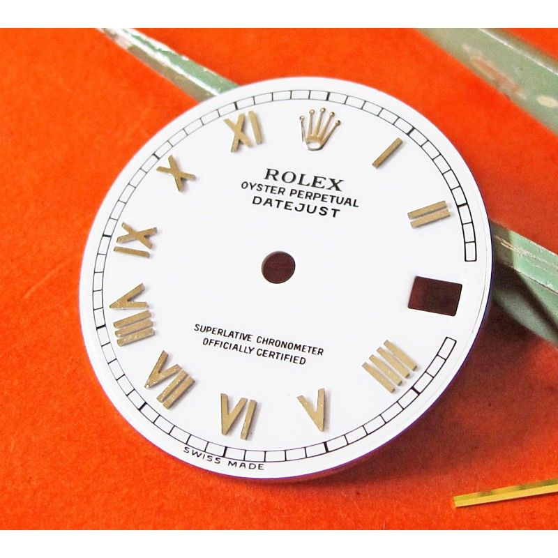 ROLEX DATEJUST PORCELAIN WHITE DIAL WITH GOLD ROMAN NUMERALS