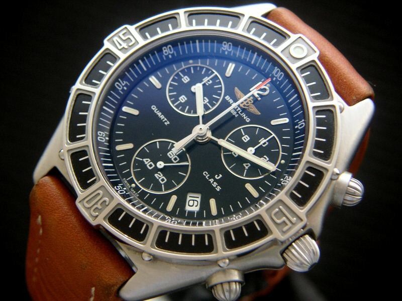 Breitling J Class Watch 90 S Rare Unidirectional Ssteel Complet Graduated Black Bezel Set