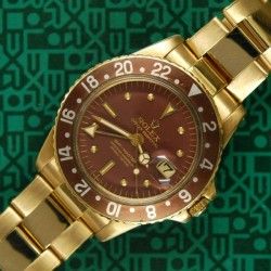 ROLEX VINTAGE SET AIGUILLES OR GILT GOLDFINGER MONTRES VINTAGES GMT MASTER 1675 PCG, Cornino, 1675/3, 1675/8 Cal 1575, 1565