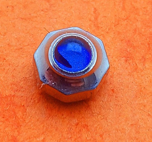 Couronne De Remontoir De Montre Dorée - Boule Bleue (pièce Neuve)