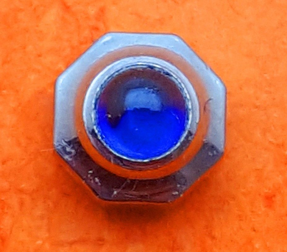 Couronne De Remontoir De Montre Dorée - Boule Bleue (pièce Neuve)