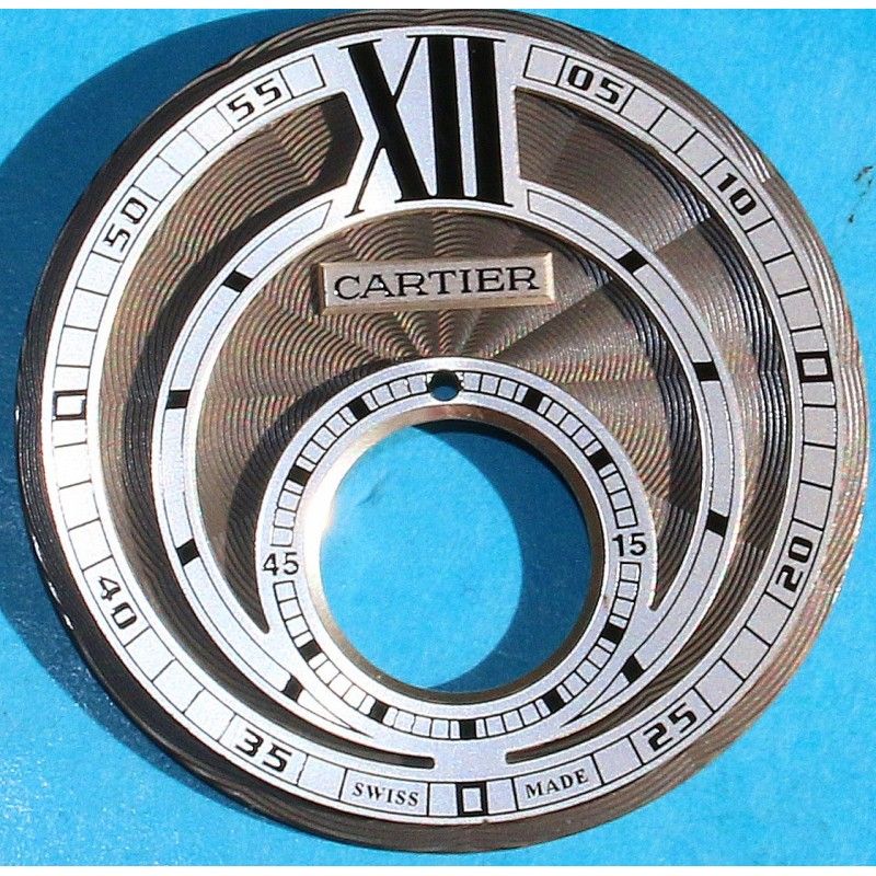 Cartier Rare Genuine Watch Roman Anthracit Silver Embossed Dial Big logo roman number
