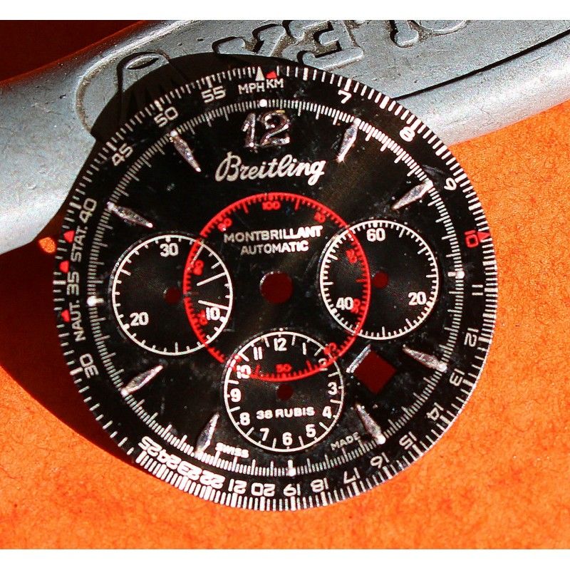 BREITLING CADRAN MONTBRILLANT CHRONOMETRE AUTOMATIQUE COULEUR NOIR ET ROUGE