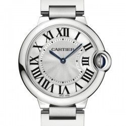 Cartier authentique Cadran Argent chiffres romains Ballon Bleu W69011Z4 Moyen Modèle