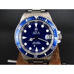 Tudor Rare Cadran Bleu de montres vintages Tudor Submariner date ref 75190 Medium