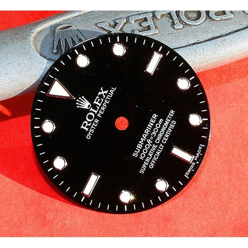 Rolex Factory Glossy Black watch dial 16800, 168000, 16610 Submariner date Black Index Luminova cal 3035, 3135