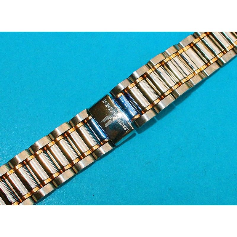 UNIVERSAL GENEVE Rare Discontinued MidSize Watch Bracelet Tutone Ssteel Rose gold 18kt Links 17mm 