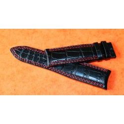 Jaeger LeCoultre Authentique Bracelet montres hommes en cuir noir Alligator 22/20mmm surpiqûres rouge