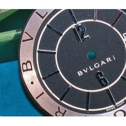 RARE BULGARI Men's Bvlgari Solotempo SS Black Silver Dial Wristwatch Excellent Condition 30mm