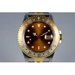 ROLEX VINTAGE TUTONE ROOTBEER GMT MASTER WATCH BEZEL 24H INSERT FADED FAT FONT 1675, 1675-3, 1675-8, 16753, 16758